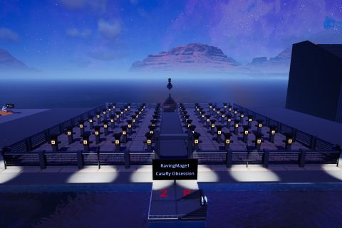 Image from the game Satisfactory featuring a scene depicting a graveyard