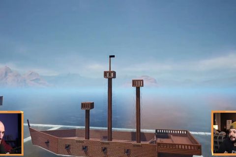 Unfortunately no alt text is available, but this is the thumbnail for content by @SatisFictionary referenced at 4611 seconds into https://youtu.be/zBi4vHaETU0, with the label "Wooden beam pirate ship"