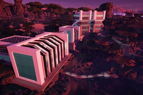 Alternate angle of the factory. Iron in the front, combined production in the middle, caterium and copper in the back.