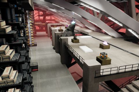 Conveyors going to large sorting facility next door